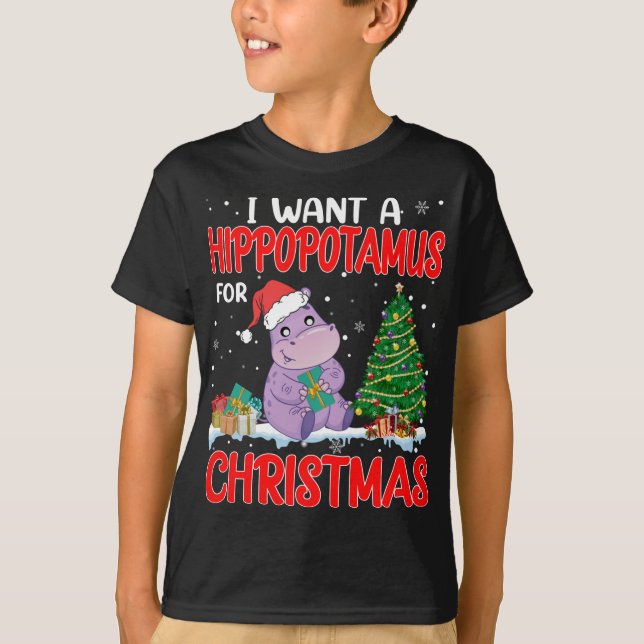 Camiseta Quiero Un Hipopótamo Para Los Navidades Ilumina Hi (Anverso)