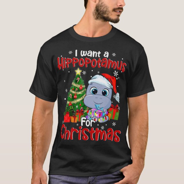 Camiseta Quiero Un Hipopótamo Para Los Navidades Santa Hipp (Anverso)