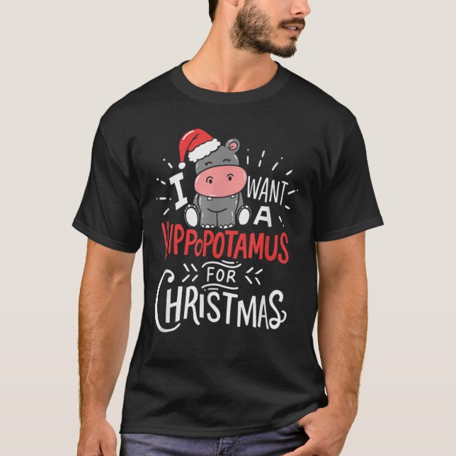 Camiseta Quiero Un Hipopótamo Para Los Navidades Xmas Hippo (Anverso)