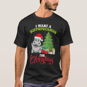 Camiseta Quiero un hipopótamo para Navidad Pijama de hipopó