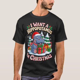 Camiseta Quiero un hipopótamo para Navidad Xmas Hippo para