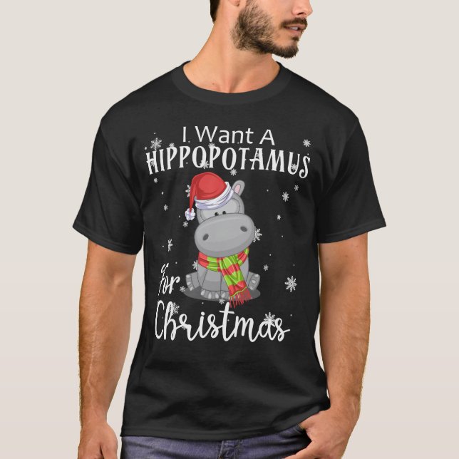 Camiseta quiero un hipopótamo para navidades (Anverso)