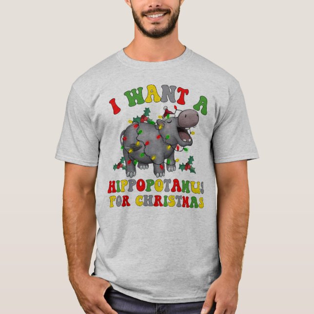 Camiseta Quiero Un Hipopótamo Para Navidades Divertido Retr (Anverso)
