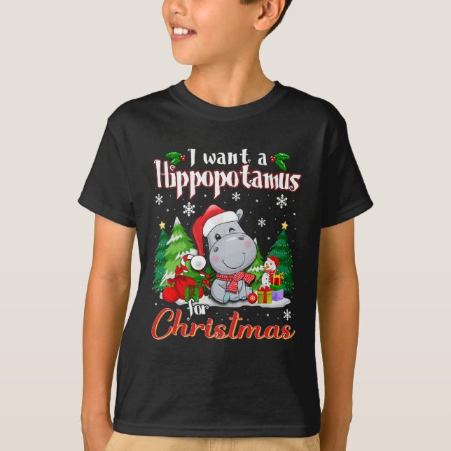 Camiseta Quiero Un Hipopótamo Para Navidades Divertidos Hip (Anverso)