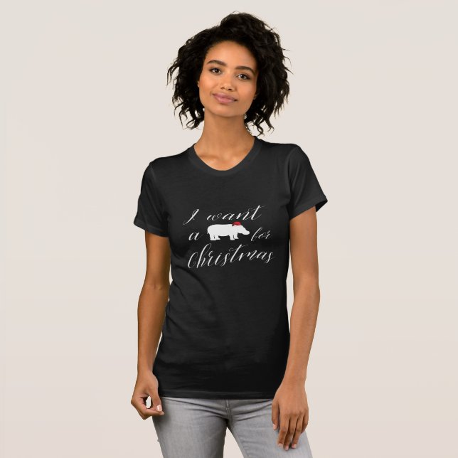 Camiseta Quiero un hipopótamo para Navidades en vacaciones (Anverso completo)