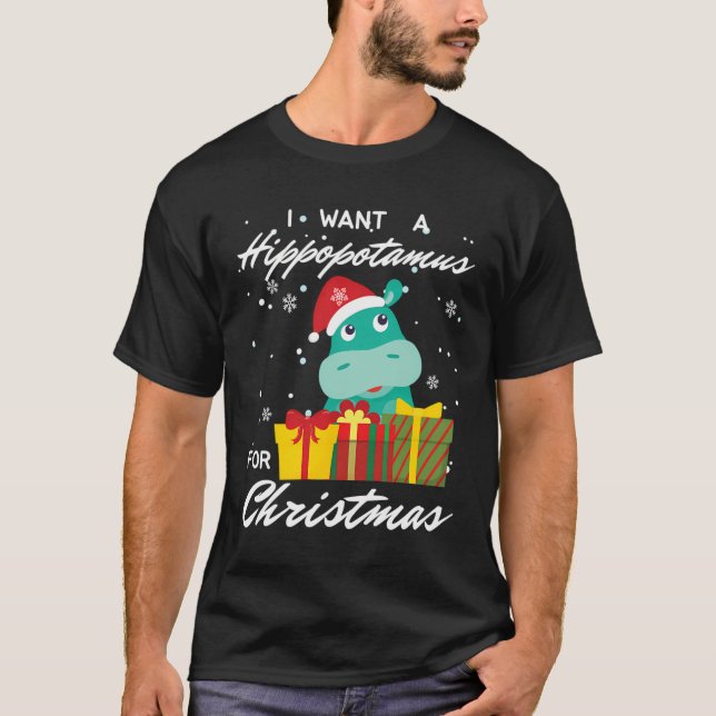 Camiseta Quiero Un Hipopótamo Para Navidades Festividades G (Anverso)