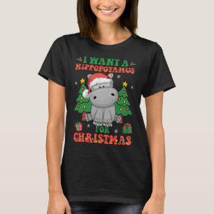 Camiseta Quiero Un Hipopótamo Para Navidades Luces Santa H