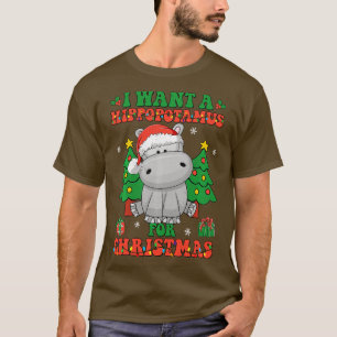 Camiseta Quiero Un Hipopótamo Para Navidades Luces Santa H