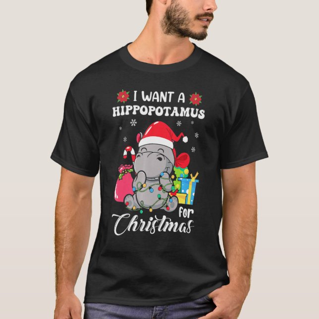 Camiseta Quiero Un Hippopótamo Para Navidades Cuidados De N (Anverso)