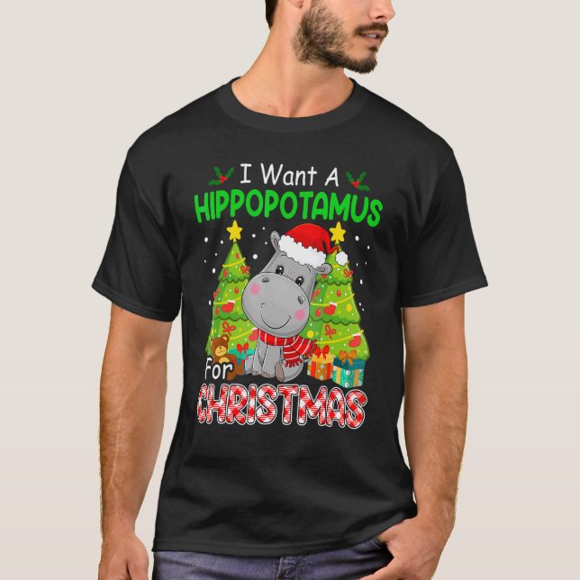 Camiseta Quiero Un Hippopótamo Para Navidades Xmas Hippos (Anverso)