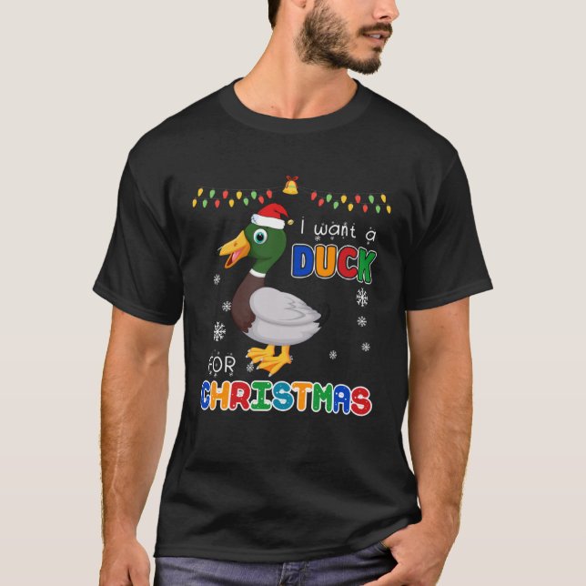 Camiseta Quiero un pato para los Navidades Nochebuena fea (Anverso)