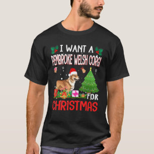 Camiseta Quiero un Pembroke Welsh Corgi para Navidad Xmas