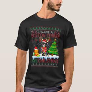 Camiseta Quiero Un Terrier De Boston Para Los Navidades, Pe