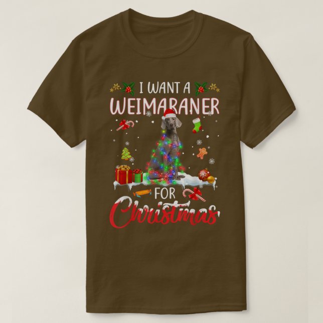 Camiseta Quiero Un Weimaraner Para Navidades Xmas Lights Sa (Diseño del anverso)