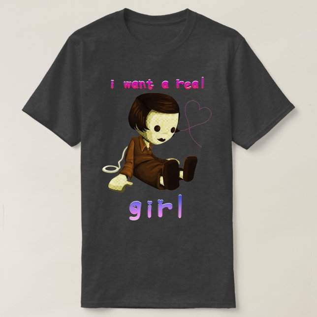 CAMISETA QUIERO UNA CHICA REAL (Diseño del anverso)