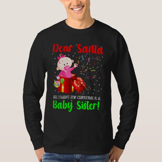 Camiseta Quiero Una Hermana Bebé Para El Embarazo De Navida (Anverso)