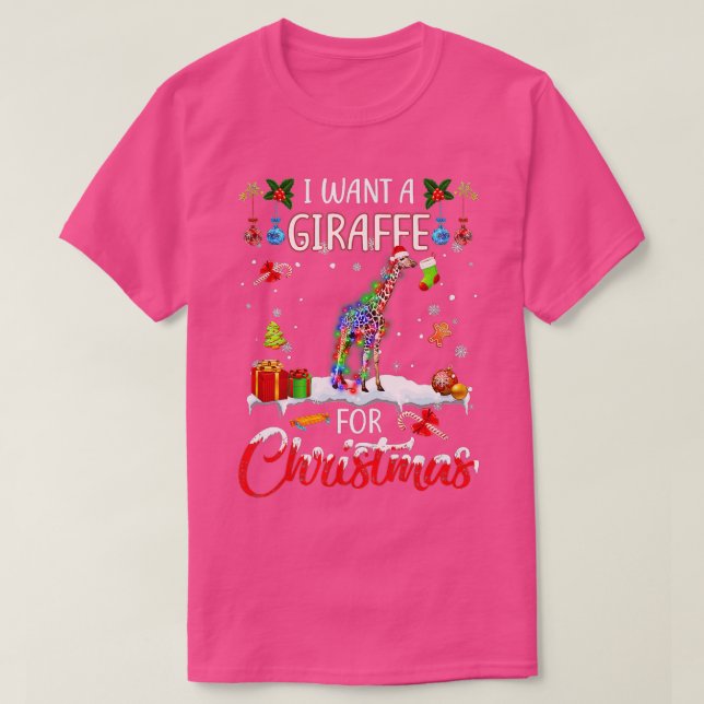 Camiseta Quiero una jirafa para Navidades Nomas Luces Santa (Diseño del anverso)