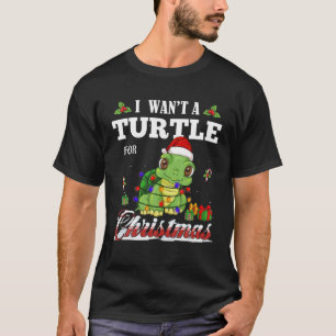 Camiseta Quiero una tortuga de la luz del árbol de Navidad