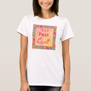 Camiseta Quilt Blocks Art Eat Pray Quilt Yellow Naranja Omb
