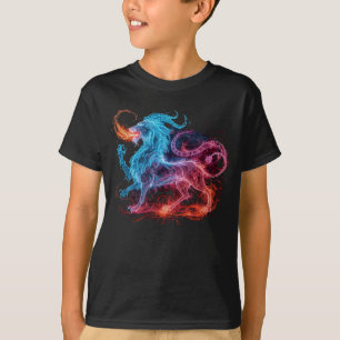 Camiseta Quimera de León Mitológico Neon Resplandor Mágico 
