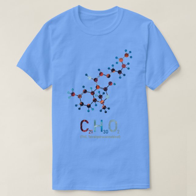 Camiseta Química de Molécula THC (Diseño del anverso)