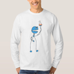 Camiseta Química divertida azul del robot del dibujo