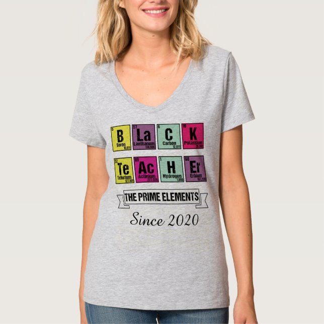 Camiseta Química Maestría Negra Primeros Elementos Mes Negr (Anverso)