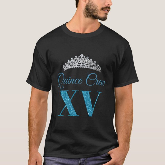 Camiseta Quinceanera de Quince Crew Xv Blue Sparkle (Anverso)