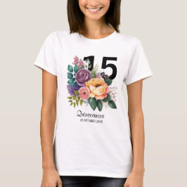Camiseta Quinceanera Floral 15 cumpleaños