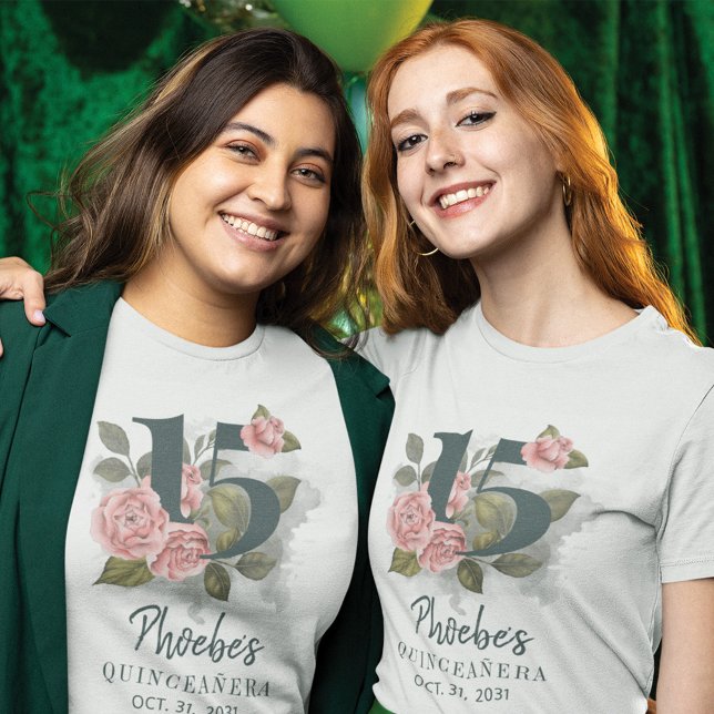 Camiseta Quinceanera Rustic Floral 15 cumpleaños (Subido por el creador)