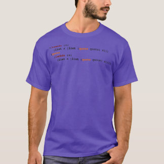 Camiseta Quine del programa Lisp de autorreproducción