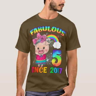 Camiseta Quinto cumpleaños, Chica Cerdo Cute Fabulous Si