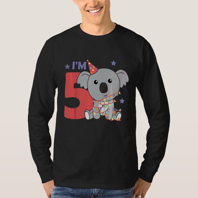 Camiseta Quinto Cumpleaños Koala Para Los Niños Un Cumpleañ (Anverso)