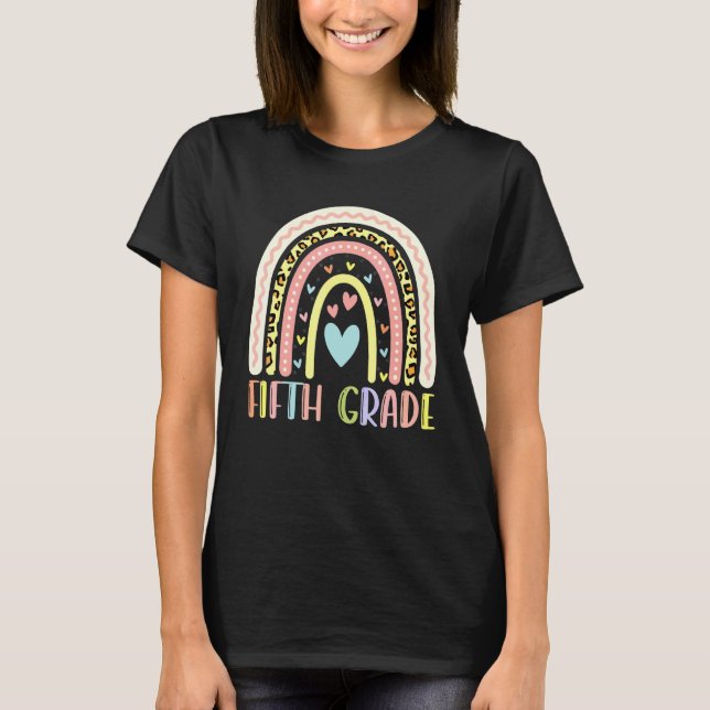Camiseta Quinto grado Chicas del leopardo del arcoiris Equi (Anverso)