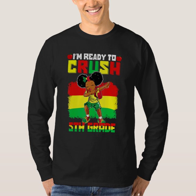 Camiseta Quinto grado Dabbing Black African Chicas de vuelt (Anverso)