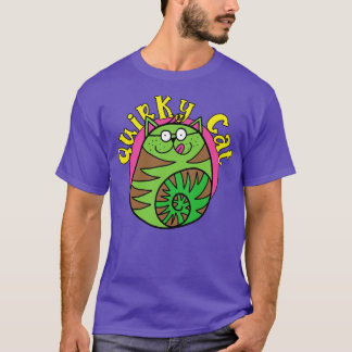 Camiseta Quirky Cat Gracioso Gato Verde