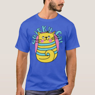 Camiseta Quirky Cat Rayas Azules Cat
