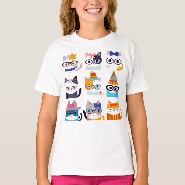Camiseta Quirky Cat Whimsical Feline Art para los amantes d (Anverso)