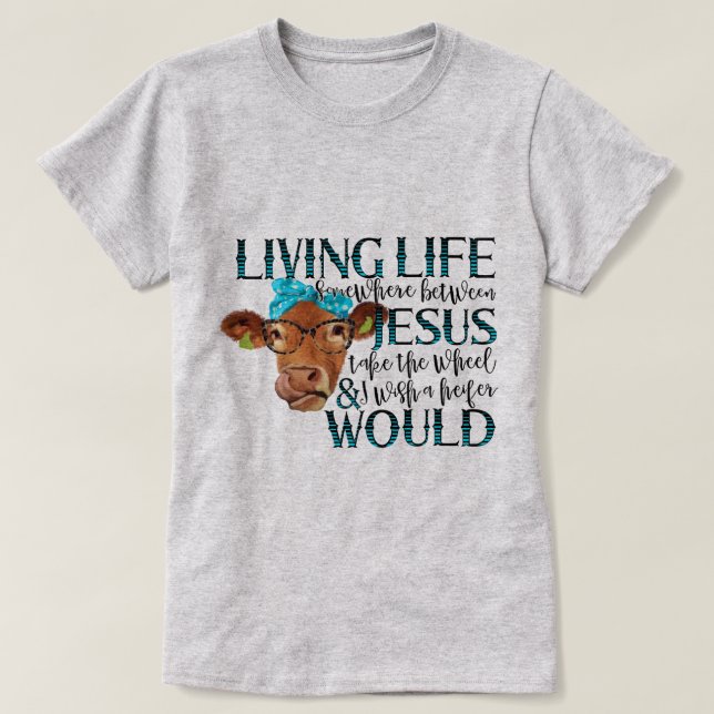 Camiseta Quirky Ilustracion De Vaca Con Cita Humorística (Diseño del anverso)