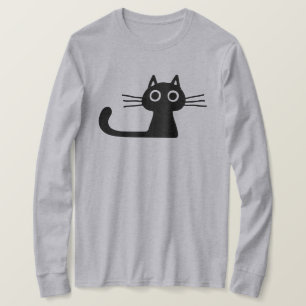 Camiseta Quirky lindo gato negro gatito con largos sacudido