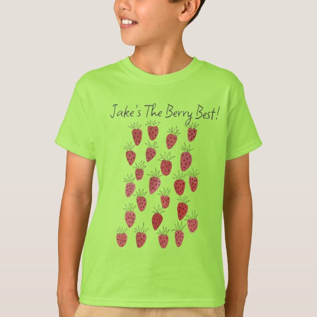 Camiseta Quirky Strawberry Pattern Boy's T-Shirt (Anverso)
