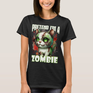 Camiseta Quirky Zombie Cat Design para divertirse en Hallow