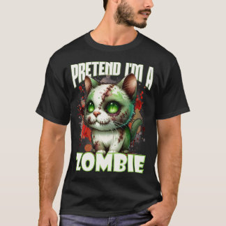 Camiseta Quirky Zombie Cat Design para divertirse en Hallow