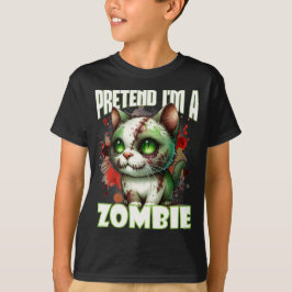 Camiseta Quirky Zombie Cat Design para divertirse en Hallow