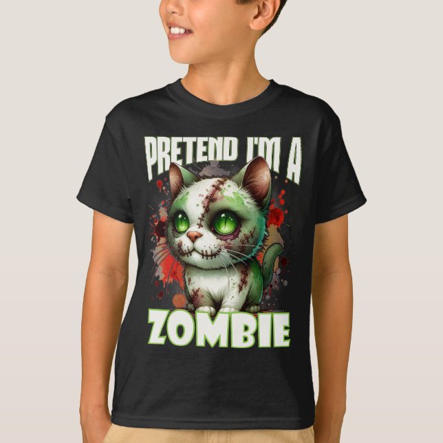 Camiseta Quirky Zombie Cat Design para divertirse en Hallow (Anverso)