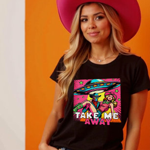 Camiseta Quítame del arte pop Alien y Cowgirl