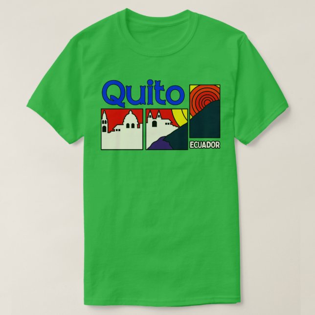 Camiseta Quito Ecuador Skyline retro estético (Diseño del anverso)