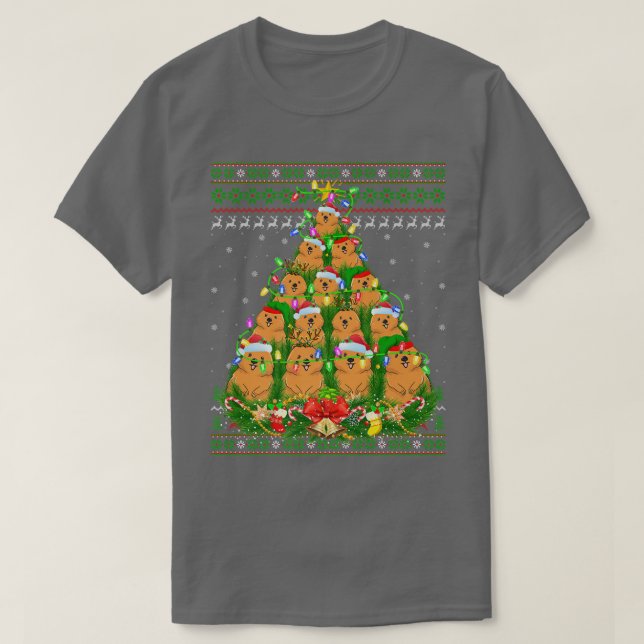 Camiseta Quokka árbol de la luz navideña Santa Quokka Crist (Diseño del anverso)