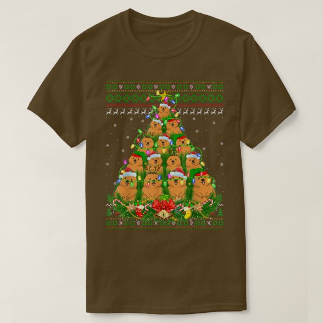 Camiseta Quokka árbol de la luz navideña Santa Quokka Crist (Diseño del anverso)