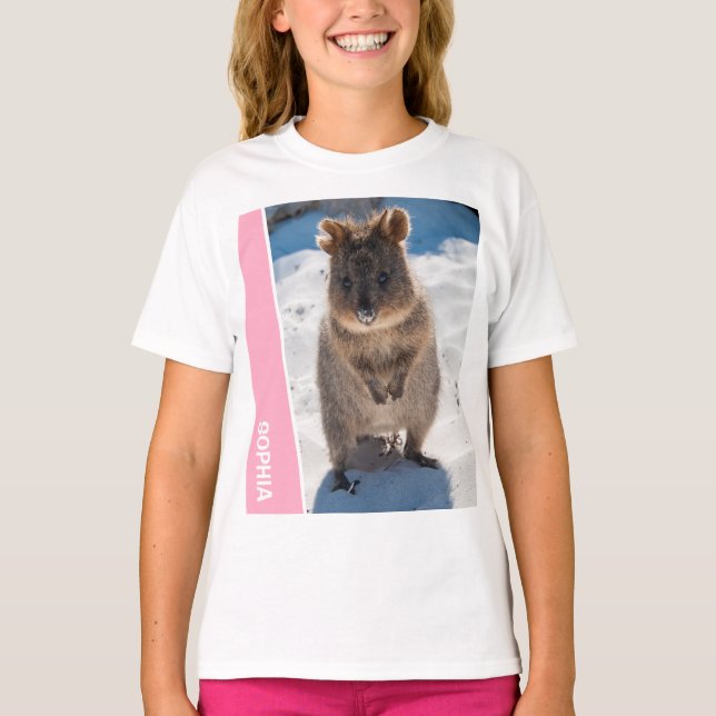 Camiseta Quokka Cute Animal on the Beach Australia Pink (Anverso)